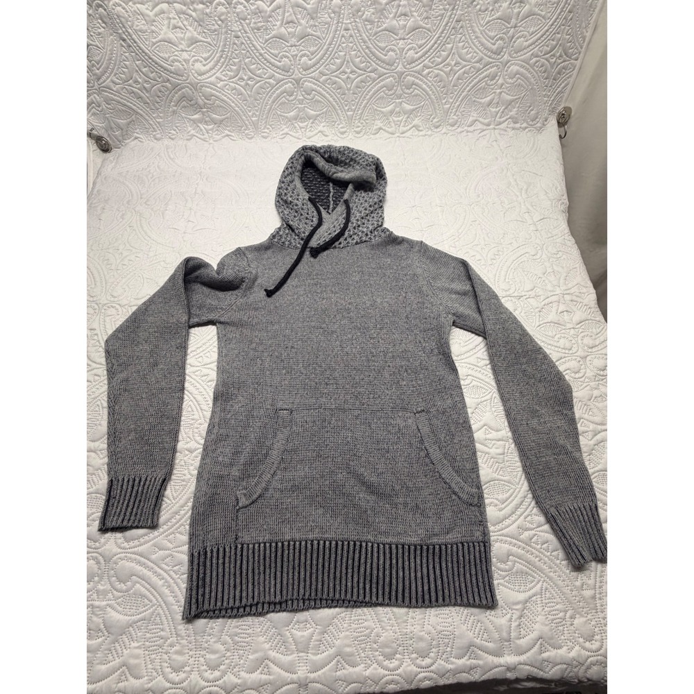 Citizen Wolf Mens Gray Knit Hoodie Sweater Waffle Hood Small SYW5-4390HTAR